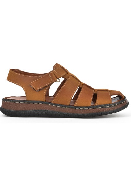 , Erkek Hakiki Deri Sandalet 1511045ZS32 Taba