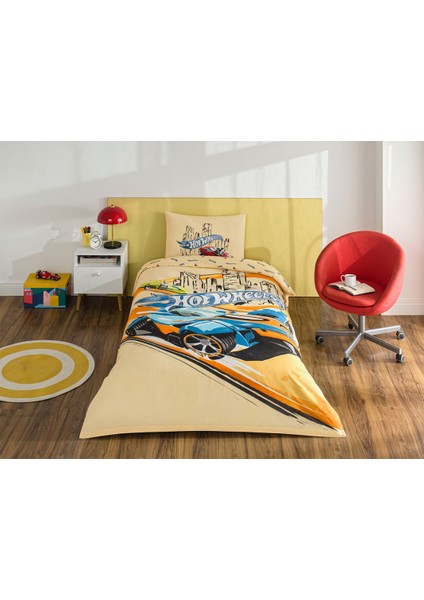 Lisanslı Hot Wheels Winner Tek Kişilik Pamuk Nevresim Takımı & M. Track Hediyeli