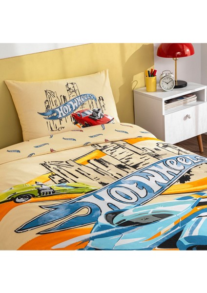 Lisanslı Hot Wheels Winner Tek Kişilik Pamuk Nevresim Takımı & M. Track Hediyeli