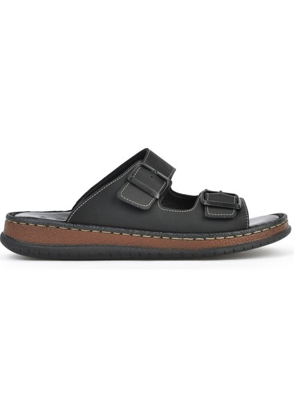, Erkek Hakiki Deri Terlik 1511045ZS1 Siyah