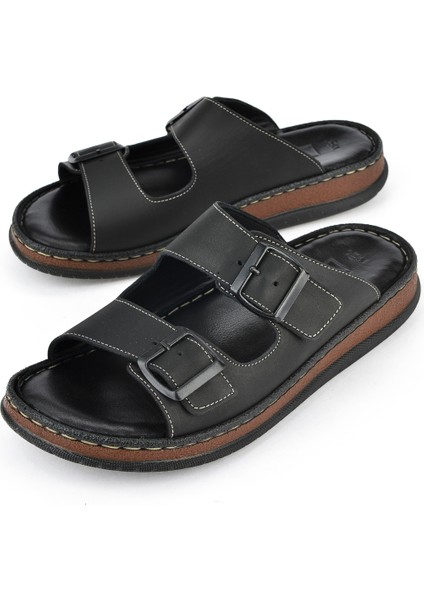 , Erkek Hakiki Deri Terlik 1511045ZS1 Siyah indirimleri