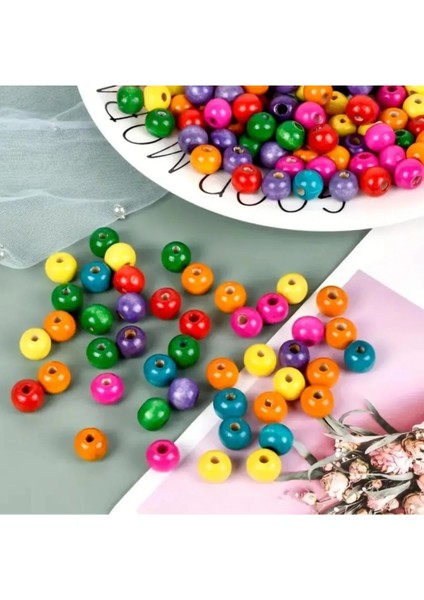 Karışık Renkli Boncuk, Emzik Zinciri Ahşap Boncuk Kuş Süsü Boncuk, Süsleme Boncuk 22mm (100gr-30adt) modelleri