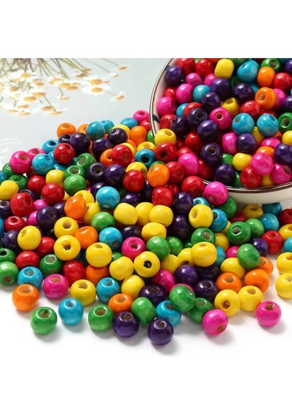 Karışık Renkli Boncuk, Emzik Zinciri Ahşap Boncuk Kuş Süsü Boncuk, Süsleme Boncuk 22mm (100gr-30adt) fırsatları