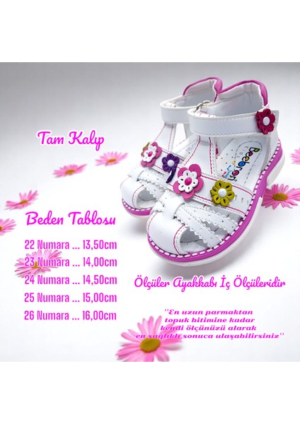 Ortopedik Kız Bebek Sandaleti Buket Serisi Bkt2409 Beyaz Fuşya Beyaz 23 indirimleri