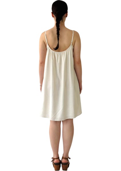 Tasarım Bağcıklı Askılı Bol Kesim Elbise Kadın Bej fiyatları