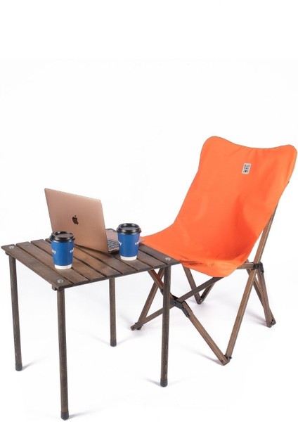 Ahşap Katlanır Masa Sandalye Seti Antrasit Iskelet Turuncu Kılıf -50x50x50 Antrasit Masa indirimleri
