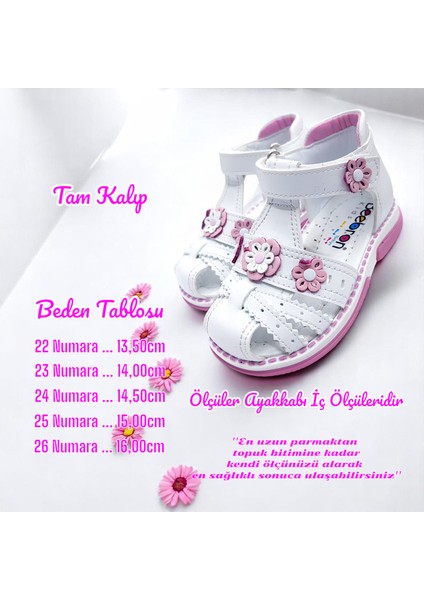 Ortopedik Kız Bebek Sandaleti Buket Serisi Bkt2409 Beyaz 25 indirimleri
