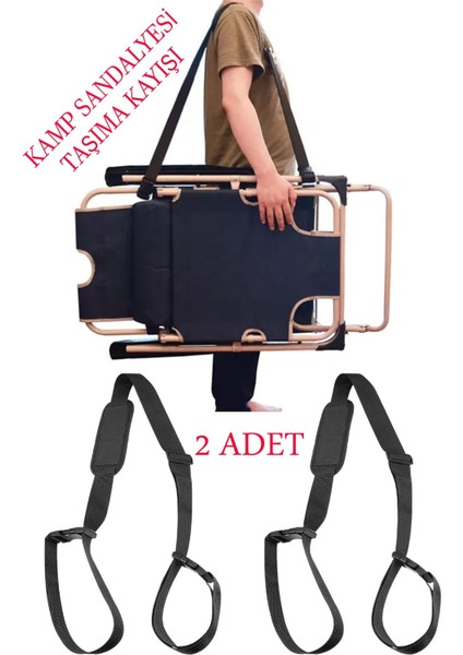 Katlanır 2 Adet Kamp Piknik Sandalyesi Taşıma Kayışı Plaj Şemsiyesi Ayarlanabilir Taşıma Kemer