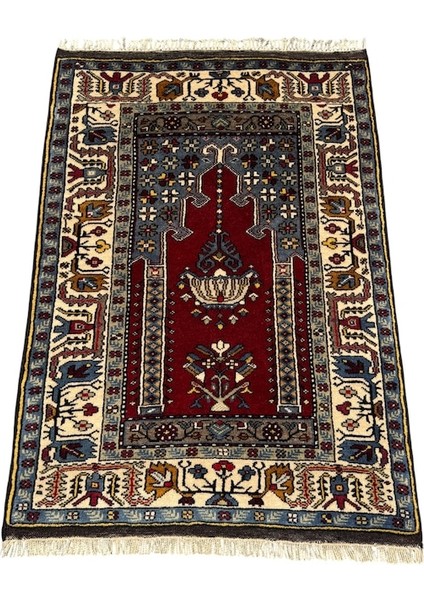 El Dokuma Sıfır Yahyalı Seccade 85 x 120 Kök Boya Yün Namazlık