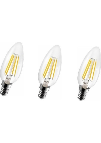 Rustik LED Ampül C35 2700K Sarı Işık 220V 4W E14 3 Adet