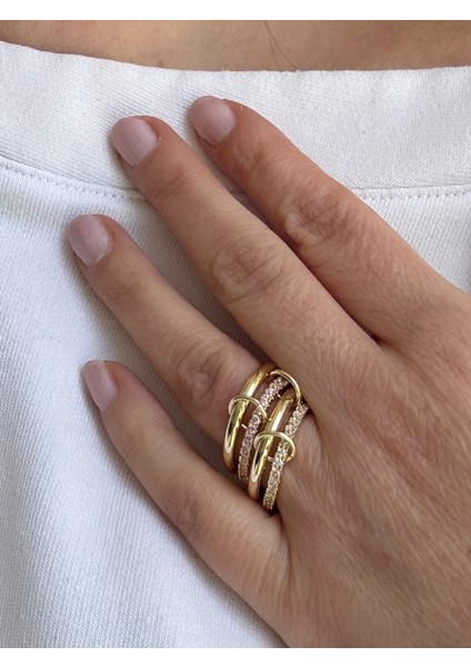 Özel Seri Pembe & Beyaz Taşlı 4lü Yüzük