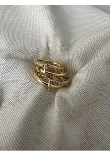 Özel Seri Pembe & Beyaz Taşlı 4lü Yüzük modelleri