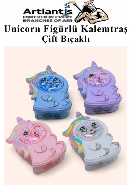 Unicorn Kalemtraş 4 Renk 1 Paket Hazneli Jumbo Kalemtıraş Unicorn Boynuzlu Standart Kalem Açacağı Sevimli Plastik indirimleri