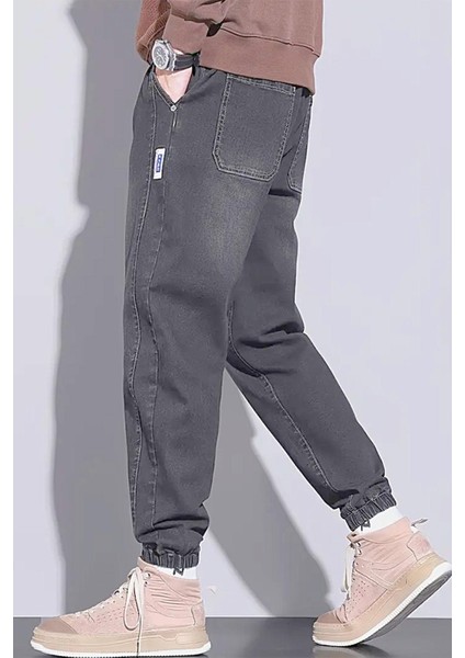 Reax Simon Beli ve Paçası Lastikli Ipli Jogger Kesim Erkek Jean Pantolon