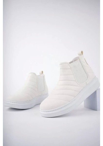 SLW205 Boston Bağcıksız Cilt Erkek Spor Bot Bt - Beyaz fırsatları