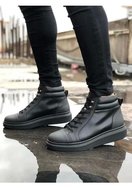 Slw202 Toronto Bağcıklı Cilt Erkek Spor Bot St - Siyah