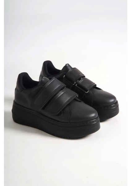 Valencıa Bağcıksız Cırt Cırtlı Ortopedik Taban Kadın Sneaker Spor Ayakkabı St - Siyah
