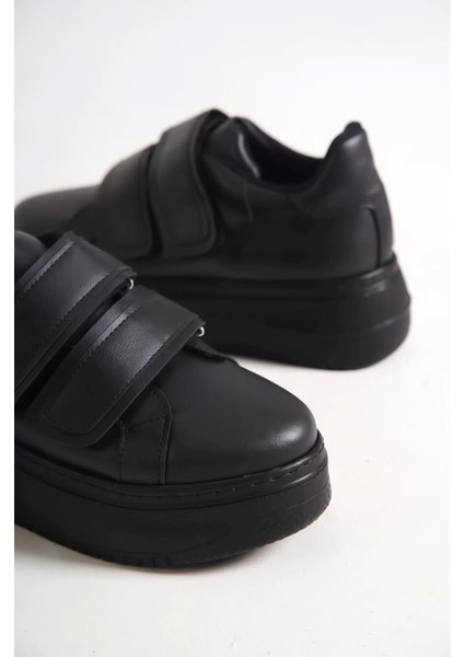 Valencıa Bağcıksız Cırt Cırtlı Ortopedik Taban Kadın Sneaker Spor Ayakkabı St - Siyah