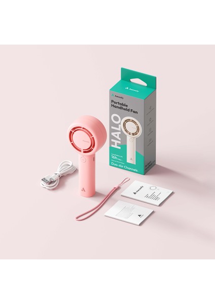 Pb01 Iç Spiralli Çift Halka Hava Akışı Teknolojili 5 Kademeli Soğutucu El Fanı Pembe indirimleri