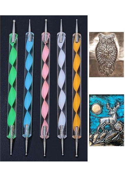 Alüminyum Kabartma Kalemi 5 Li 1 Paket Aliminyum Folyo Kabartma Çift Uçlu Akrilik Saplı Izleme Noktalama Kalemi Gravür fiyatları
