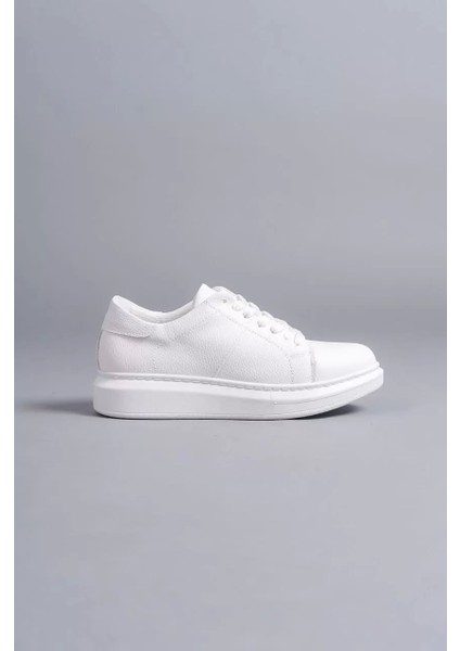 SLW151 Boost Bağcıklı Cilt Erkek Günlük Sneaker Ayakkabı Cbt - Beyaz