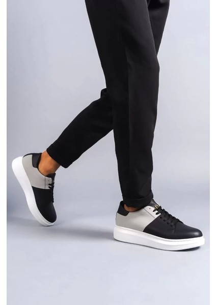 SLW151 Boost Bağcıklı Cilt Süet Erkek Günlük Sneaker Ayakkabı Csbt - Siyah/gri fiyatları