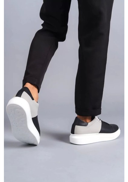 SLW151 Boost Bağcıklı Cilt Süet Erkek Günlük Sneaker Ayakkabı Csbt - Siyah/gri modelleri