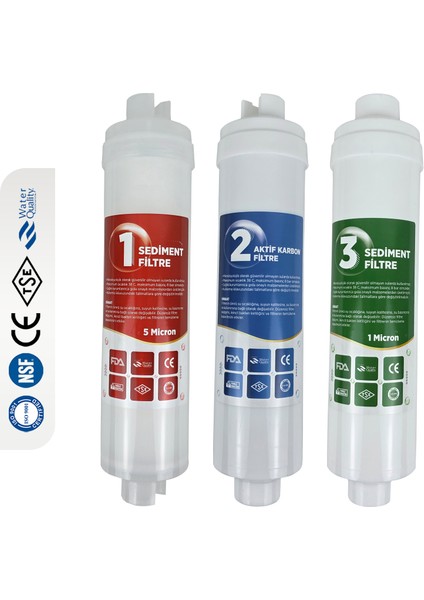 Su Arıtma Cihazı Için Inline 3lü Filtre Seti - Ideal Mağaza