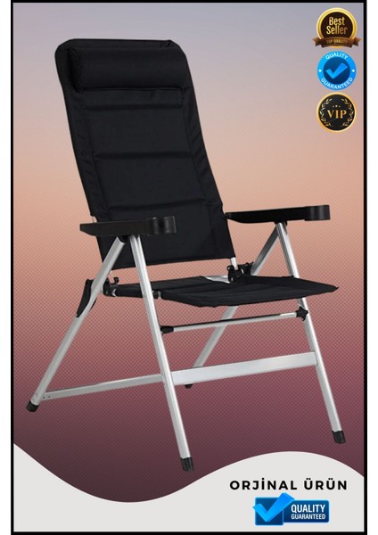 Lüx Kamp Sandalyesi Geriye Yatabilen Bardak Tutuculu 4,5 Kg 120*119*49 Cm