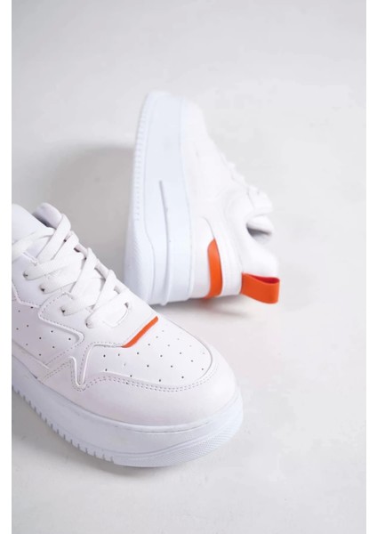 Alessı Bağcıklı Ortopedik Taban Kadın Sneaker Spor Ayakkabı Bt - Beyaz/turuncu indirimleri