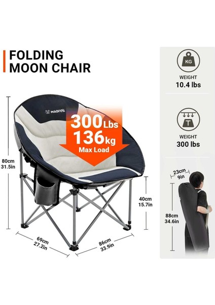 Moonchair Deluxe Katlanır Kamp Sandalyesi Siyah|Gri