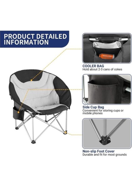 Moonchair Deluxe Katlanır Kamp Sandalyesi Siyah|Gri