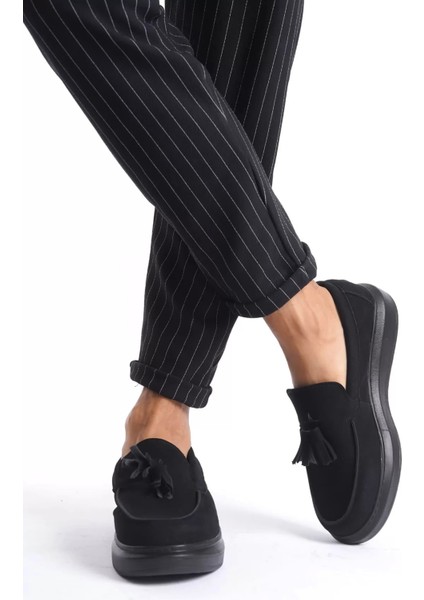 Slw154 Blaze Bağcıksız Püsküllü Süet Erkek Günlük Spor Klasik Ayakkabı Sst - Siyah fiyatları