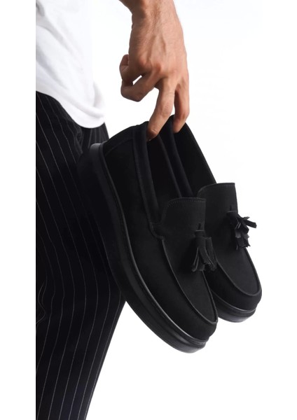 Slw154 Blaze Bağcıksız Püsküllü Süet Erkek Günlük Spor Klasik Ayakkabı Sst - Siyah fırsatları