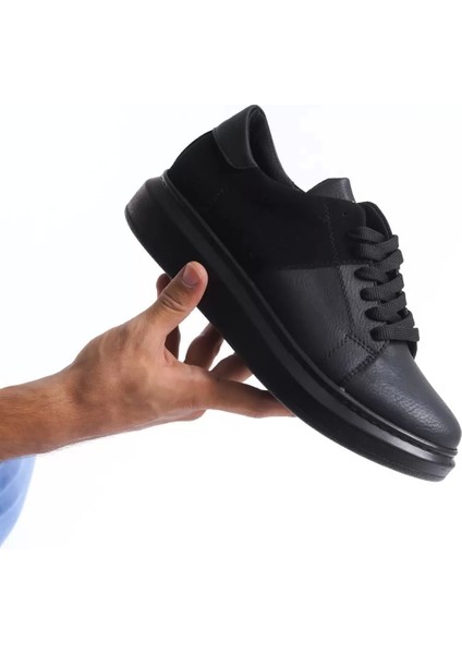 SLW151 Boost Bağcıklı Cilt Süet Erkek Günlük Sneaker Ayakkabı Csst - Siyah fırsatları