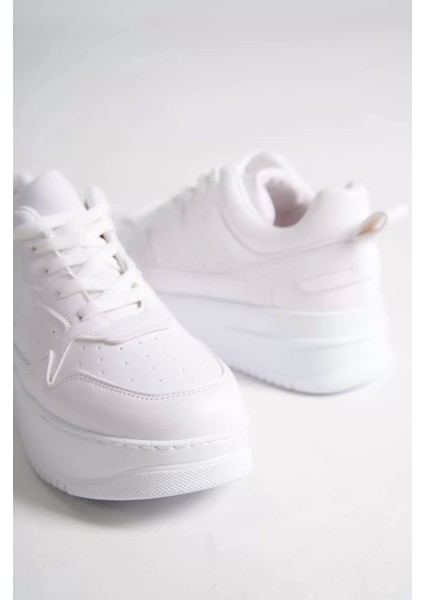 Alessı Bağcıklı Ortopedik Taban Kadın Sneaker Spor Ayakkabı Bt - Beyaz