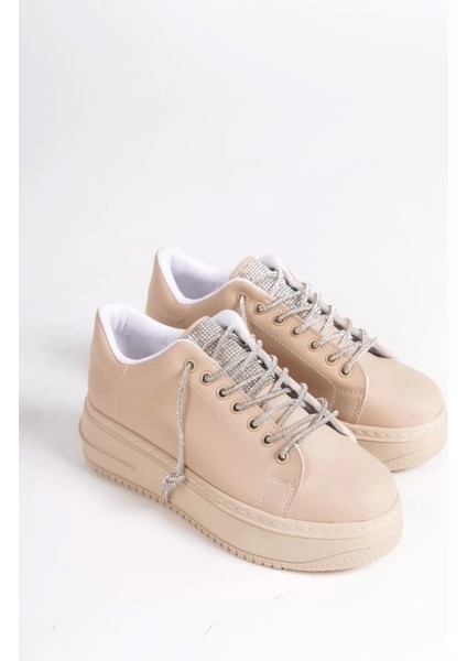Della Bağcıklı Ortopedik Taban Taşlı Kadın Sneaker Spor Ayakkabı Tt - Ten fırsatları