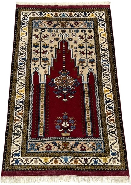 El Dokuma Sıfır Yahyalı Namazlık 80 x 130 Kök Boya Yün Seccade