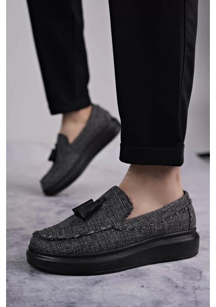 SLW154 Blaze Bağcıksız Püsküllü Keten Erkek Günlük Spor Klasik Ayakkabı Kst - Gri modelleri