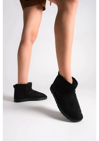 Jolıe Bağcıksız Düz Taban Içi Kürklü Kısa Süet Kadın Bot St - Siyah fiyatları