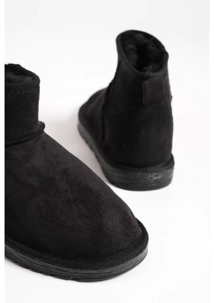 Jolıe Bağcıksız Düz Taban Içi Kürklü Kısa Süet Kadın Bot St - Siyah indirimleri