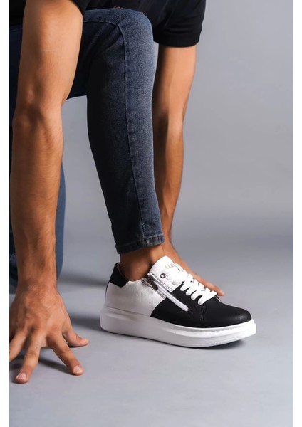 Slw155 Warrior Bağcıklı Ve Fermuarlı Cilt Erkek Günlük Sneaker Ayakkabı Cbt - Beyaz/Siyah fiyatları