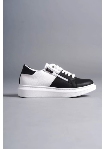 Slw155 Warrior Bağcıklı Ve Fermuarlı Cilt Erkek Günlük Sneaker Ayakkabı Cbt - Beyaz/Siyah fırsatları