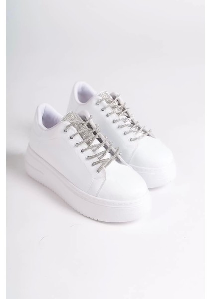 Della Bağcıklı Ortopedik Taban Taşlı Kadın Sneaker Spor Ayakkabı Bt - Beyaz fırsatları