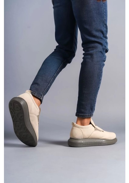 SLW161 Hippo Bağcıksız Süet Erkek Günlük Sneaker Ayakkabı Sgt - Bej