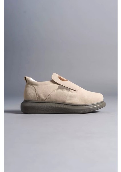 SLW161 Hippo Bağcıksız Süet Erkek Günlük Sneaker Ayakkabı Sgt - Bej