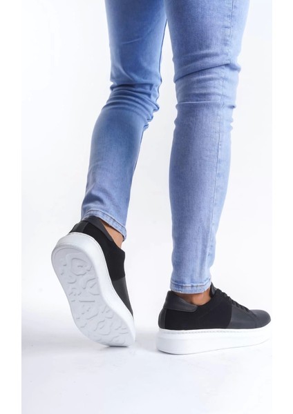 Slw151 Boost Bağcıklı Cilt Süet Erkek Günlük Sneaker Ayakkabı Csbt - Siyah