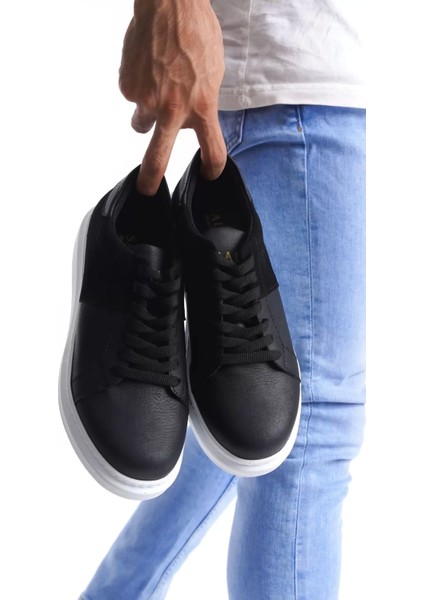 Slw151 Boost Bağcıklı Cilt Süet Erkek Günlük Sneaker Ayakkabı Csbt - Siyah