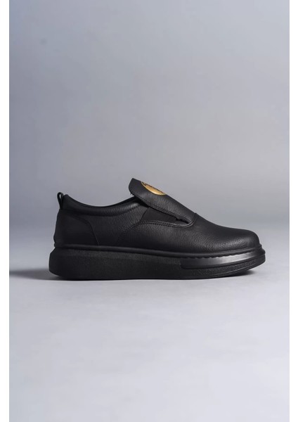 SLW161 Hippo Bağcıksız Cilt Erkek Günlük Sneaker Ayakkabı Cst - Siyah