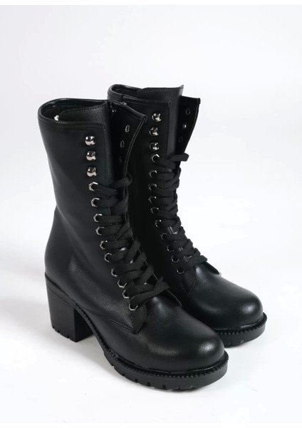 Alda Bağcıklı Ortopedik Taban Kadın Çizme St - Siyah fırsatları